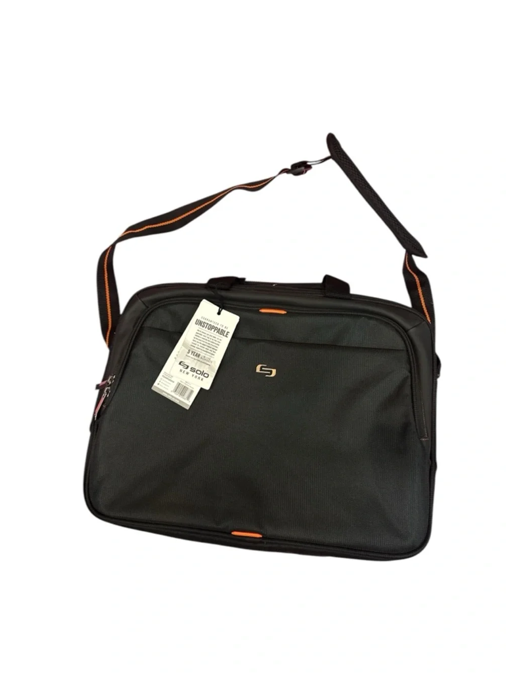 solo Black and Orange ACE Slim Brief Travel Messenger Bag